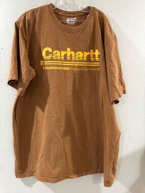 Carhartt Mens 2XL Tall Brown Relaxed Fit Graphic Tee 100% Cotton Rugged Outdoors